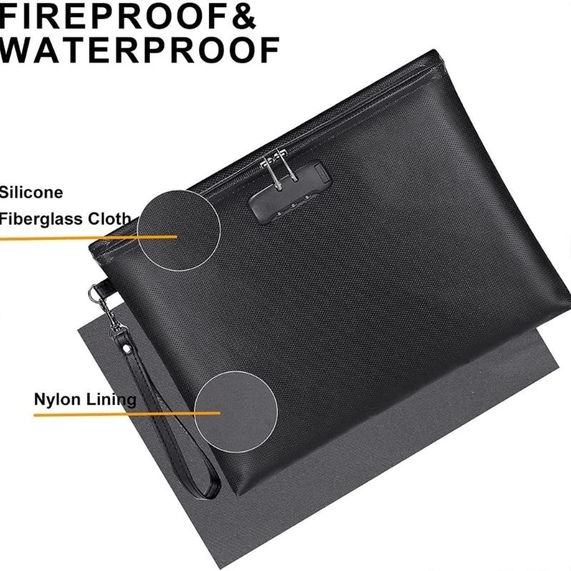  Temperature Resistant Document Case Money Bag File Pouches with Code Lock for Money Files Documents, Jewelry Valuables