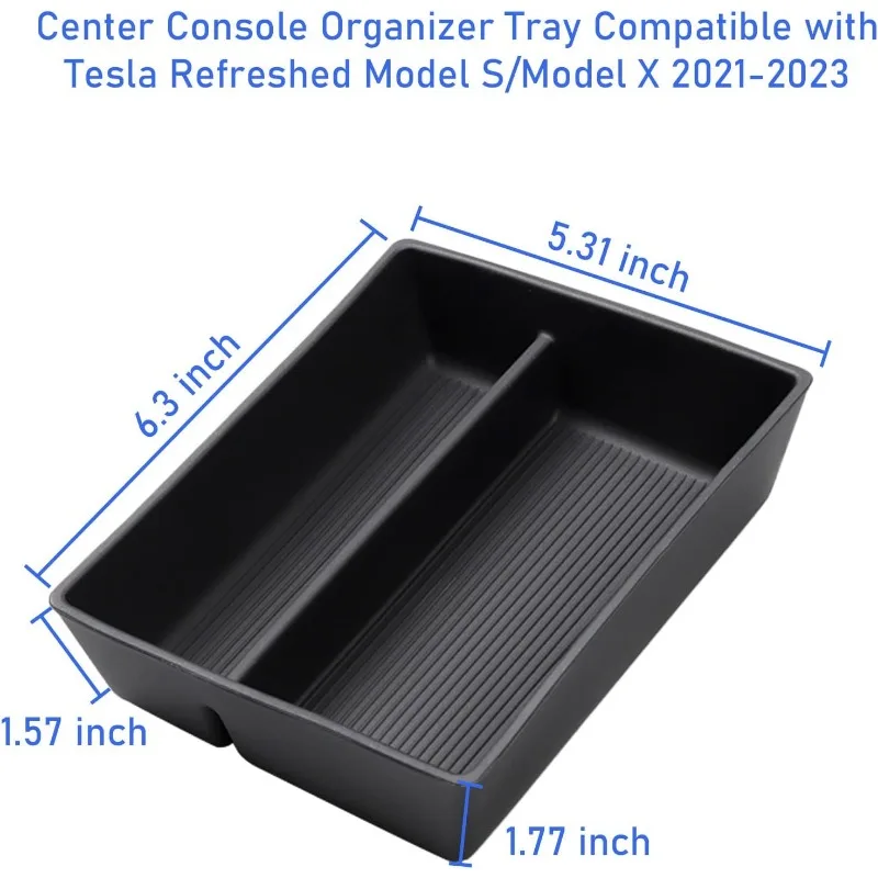 Compatible con Tesla Model X/Model S Organizador de consola 2021-2024, almacenamiento de consola central Refresh para modelo S/X Plaid/largo alcance