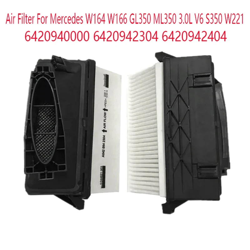 

1Pair Air Filter For Mercedes W164 W166 GL350 ML350 3.0L V6 S350 W221 6420940000 6420942304 6420942404