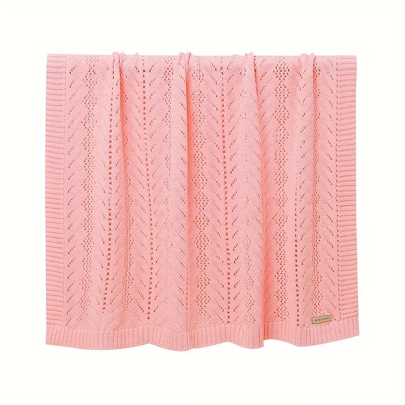

1pc Pure Cotton Solid Color Soft Knitted Blanket for Children Hand Wash Only Lace Blanket and Swaddle Knit Collection
