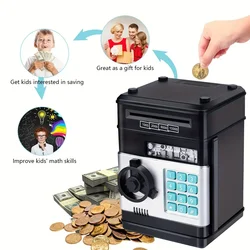 Electronic Piggy Bank Automatic Mini Safe Coins Cash Saving Money Box Password Counter Code Key Lock Coin Bank ATM Child Gift