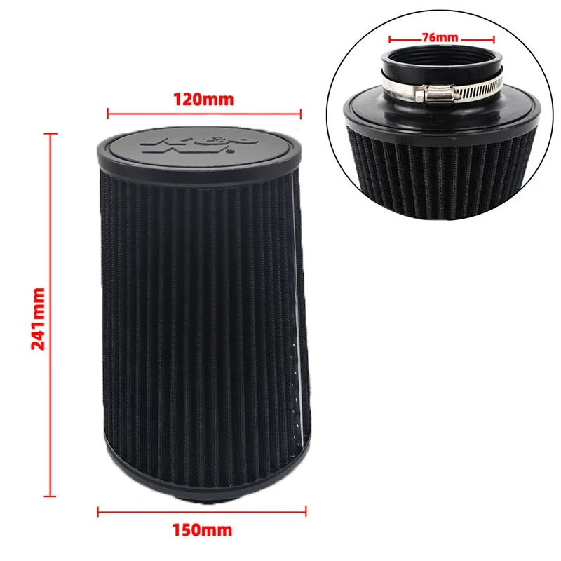 3 3.5 4 Inch Car Intake Air Filter for K＆N 14084-2 Universal High Flow Cone 102 89 76mm KN Tapered Mushroom Head Big Horsepower