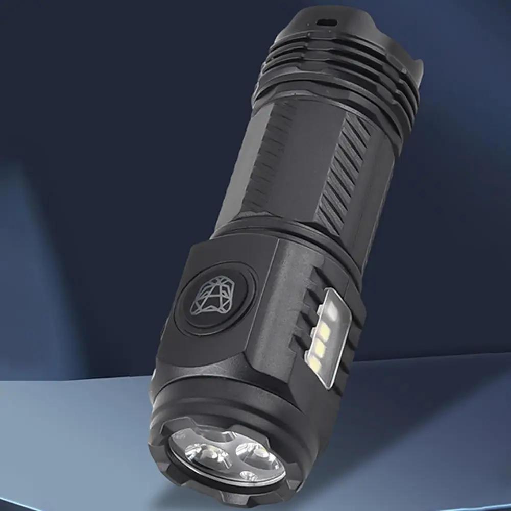 New Product Three-eye Bright Flashlight Charging With Pen Mini Portable Abs Light Strong Magnetic Side Clip N5L9