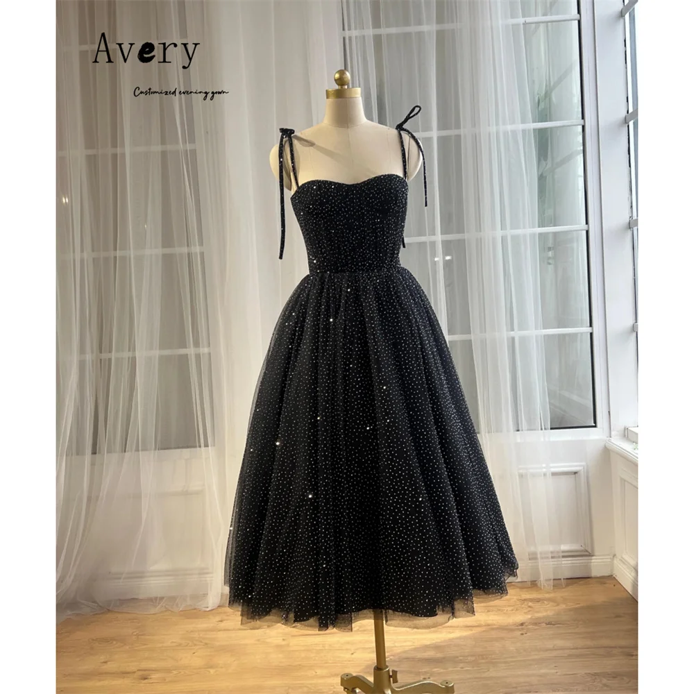 Avery Custom Zwarte A-lijn Off-shoulder Mouwloze Luxe Jurk 2025 Avondjurken 2025 Vrouw Luxe Avondjurk Elegante Jurk