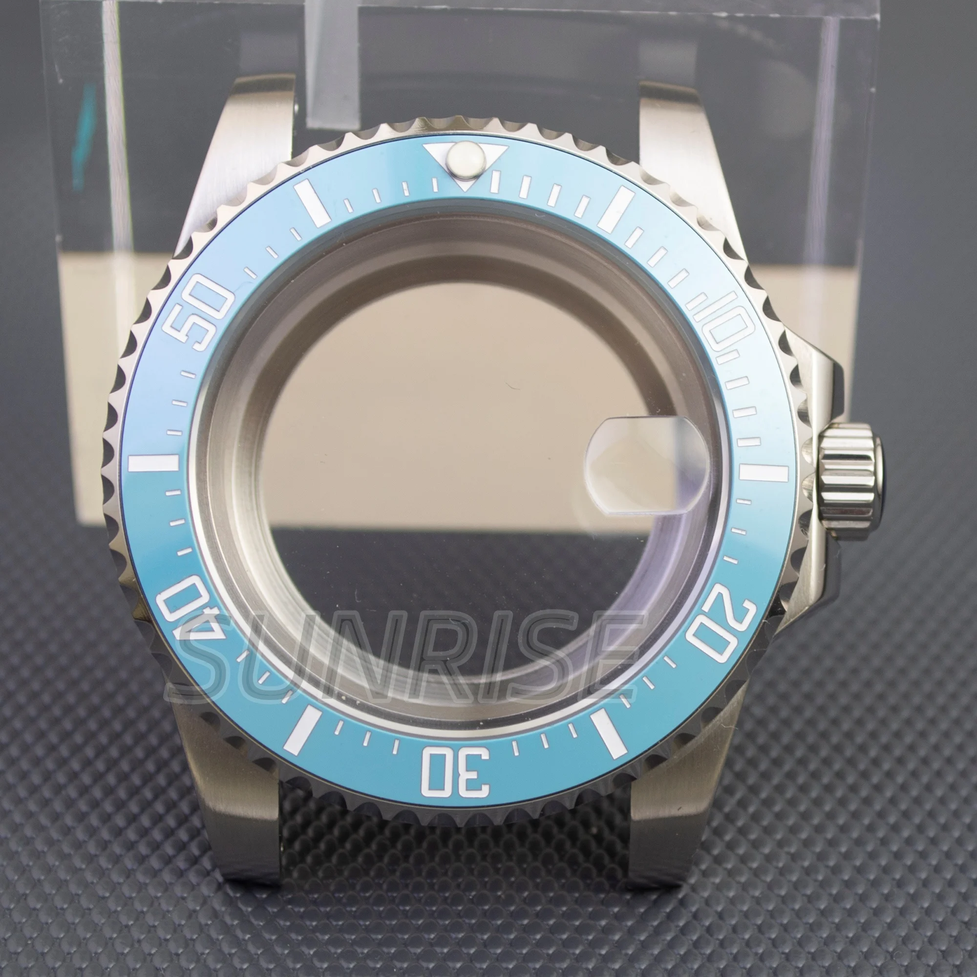 40MM Men Watches Case Ice Blue Ceramic Bezel Sapphire Glass Waterproof for NH34 NH35 NH36 movement 28.5mm dial GMT SUB case