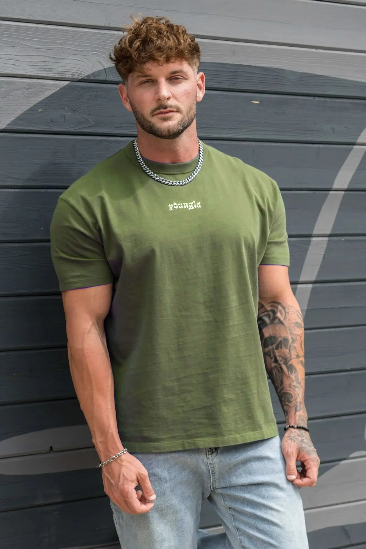 Men\'s oversized t-shirt muscle sports fitness cotton crew neck short sleeve gym running basketball training wear casual top