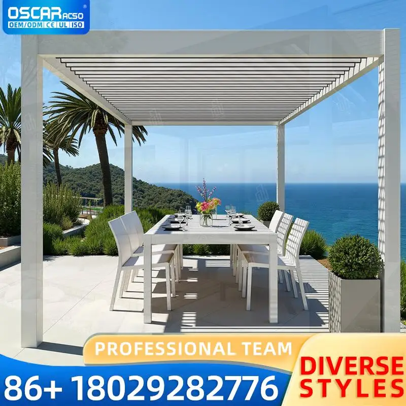 Outdoor Fixed Pergola Elegant Lounges Aluminum Gazebo For B…