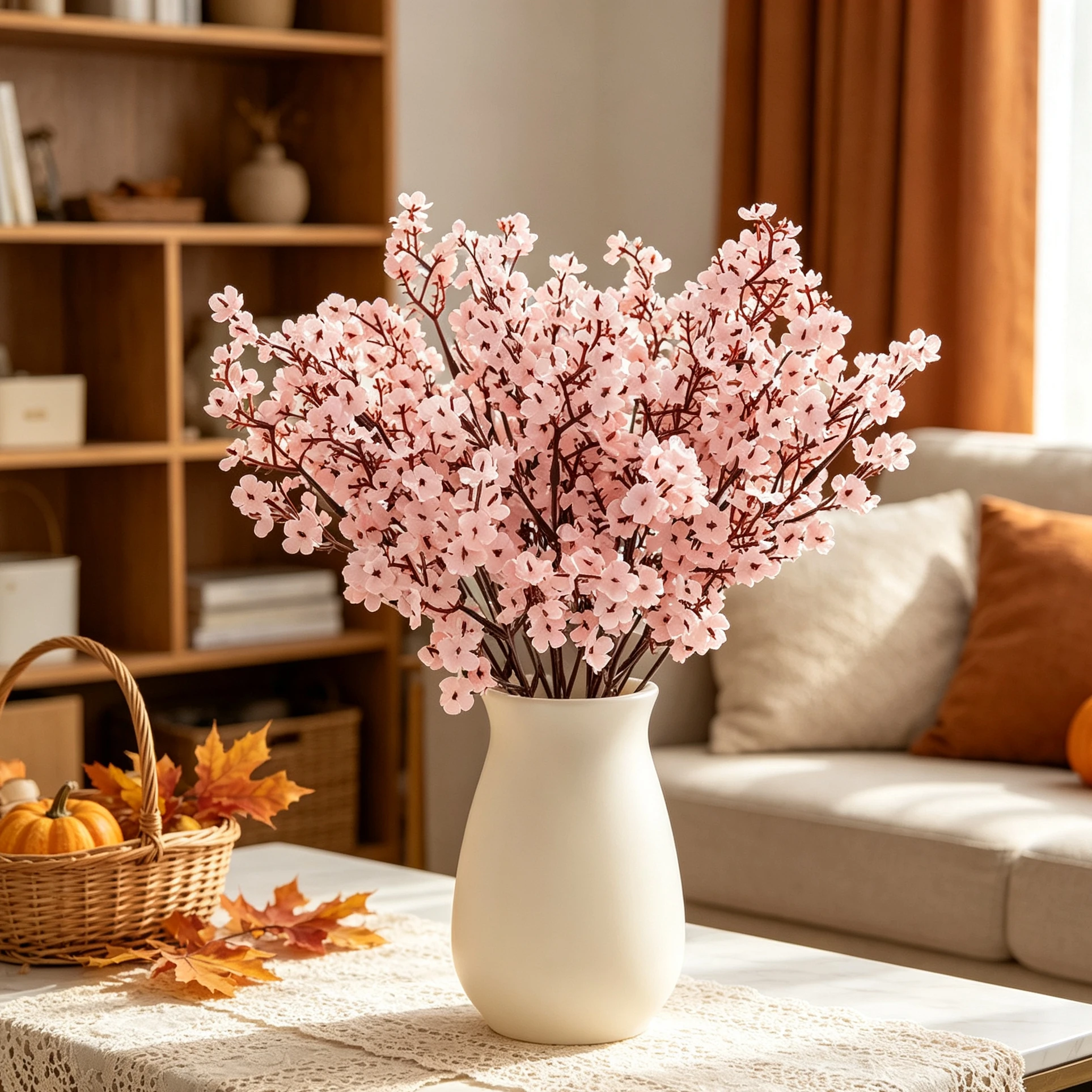 12Pcs Artificial Flowers Silk Gypsophila Small Bunch Home Room Table Autumn Halloween Decora Fake Vase Wedding Outdoor Diy Gifts