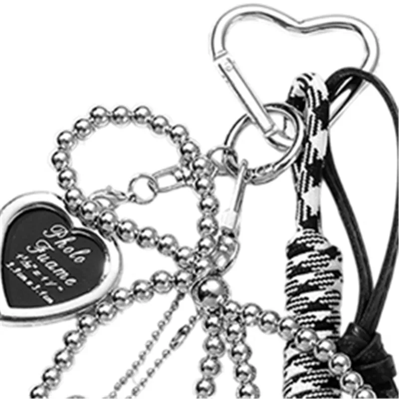 

Pendant Fashion Accessory Women's Decorative PU Leather Heart Bowknot Key Ring Handmade Woven Lanyard Bag