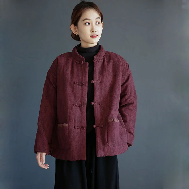 

Китайская винтажная женская тонкая стеганая жаккардовая хлопково-льняная лоскутная короткая куртка с лягушкой на пуговицах, свободный кардиган, пальто с карманами