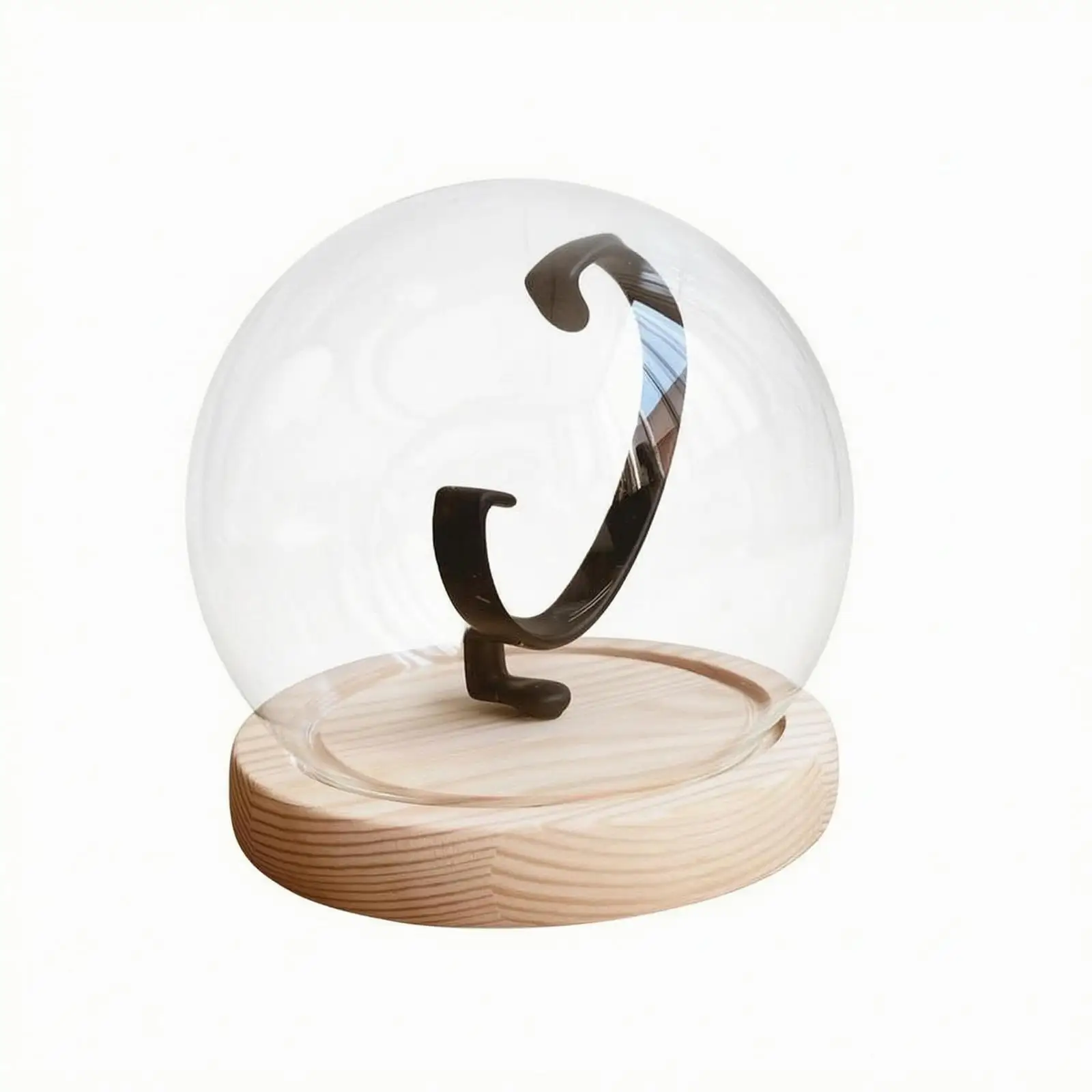 Wooden Dustproof Watch Stand Transparent Glass Dome Showcase for Watches Organizer Display Case