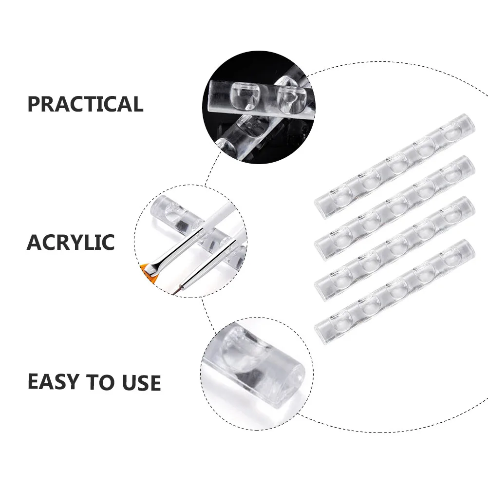 

4Pcs Acrylic Pen Holder for Nail Art 5-Groove Manicure Brush Rack Ideal for Salon Supplies and Beauty Tool Organization