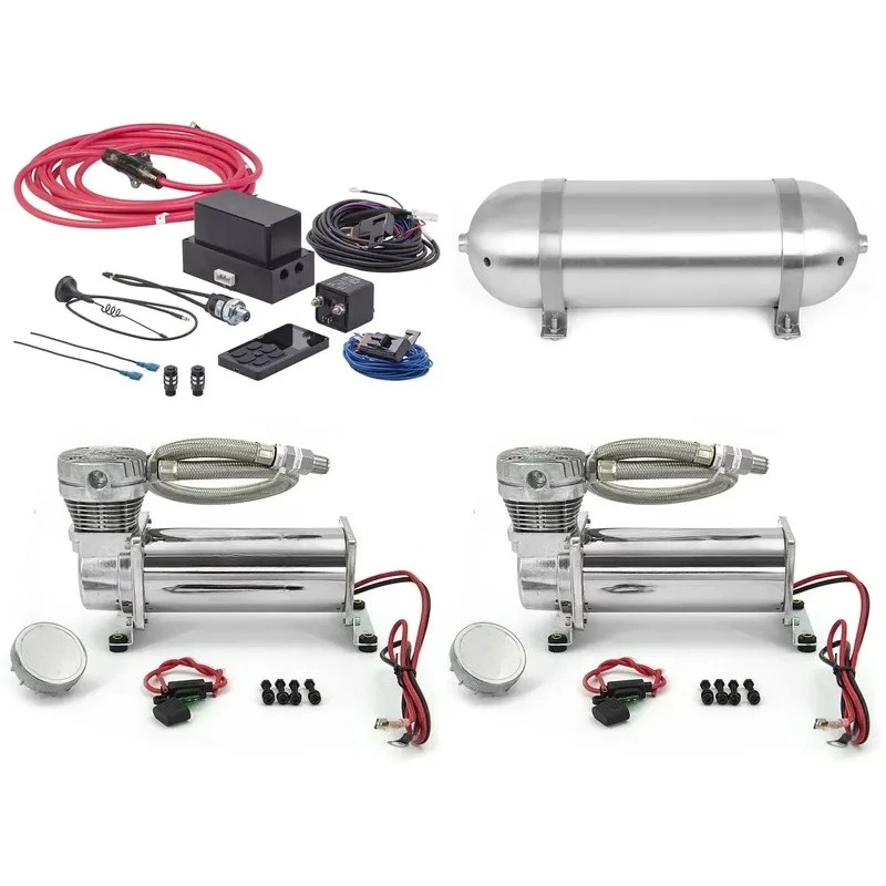 Universal Air Management Kit Air Suspension System Electronic Controller System with 1 3-gallon Torpedo Can 2 Compression
