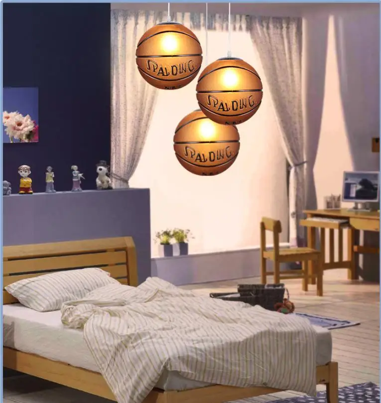 Glass football chandelier blue ball chandelier creative dining room children's room decorative chandelier balcony ceiling image 3