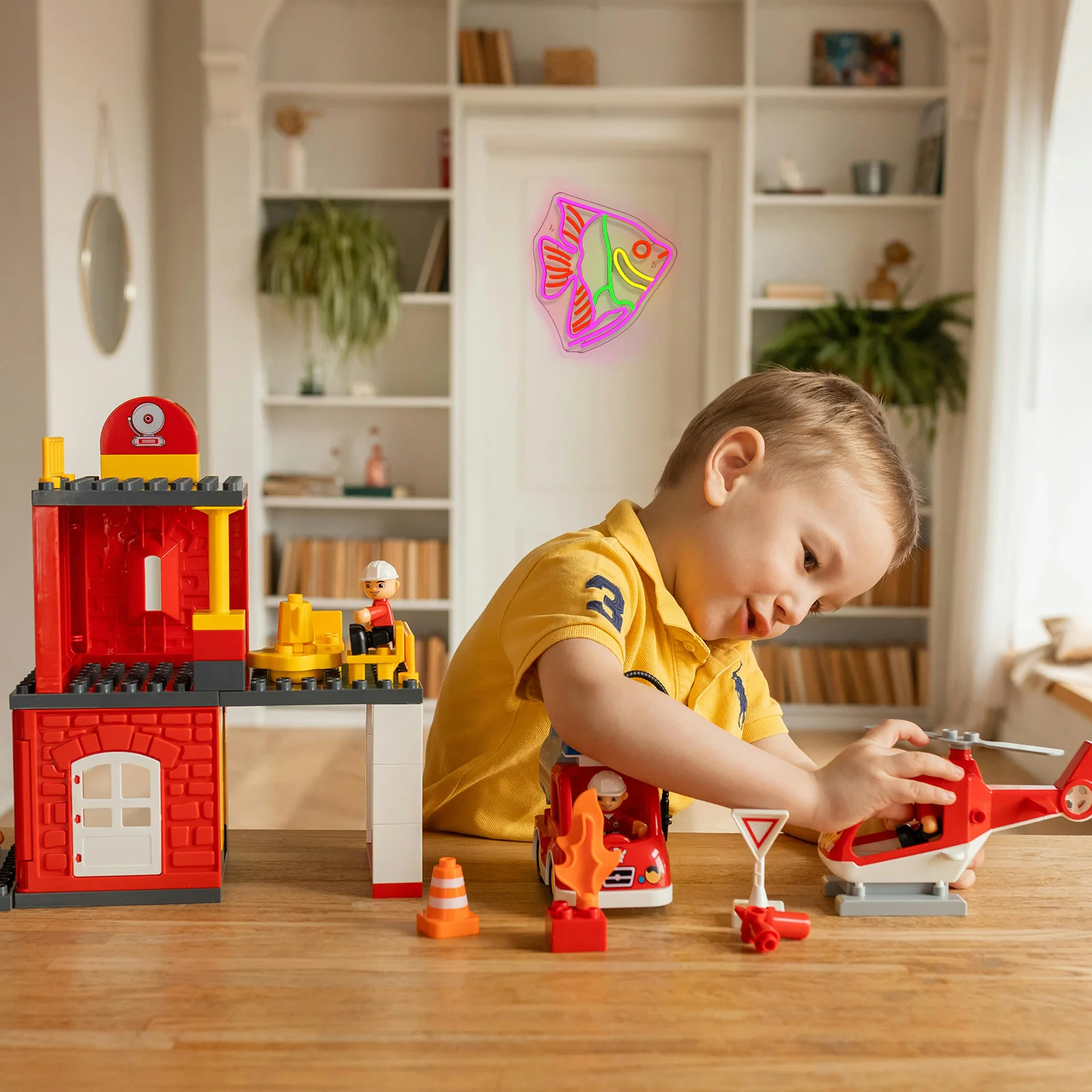 Colorful Fat Headed Fish Neon Sign USB Dimmable Light Up Sign Wall Decor for Bedroom Ocean Museum Bar Party Kids Gifts