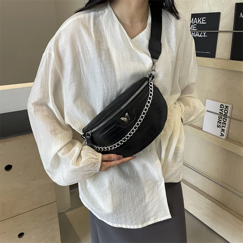 Women Chest Bag Casual Banana Bags Fashion Crossbody Bag Ladies Chain Handbags Female Waist Pack Half Moon Belt Bag Fanny Pack