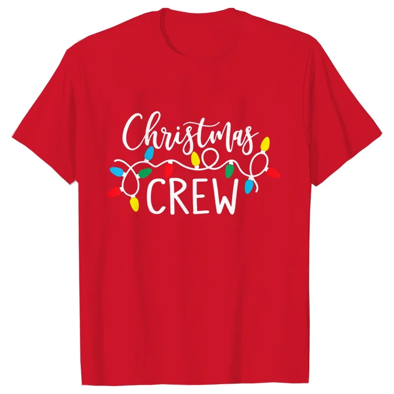 Happy New Year Short Sleeve Christmas Crew T-shirt for Women Emergency Room Nurse T-shirt Christmas Lights Print Tees