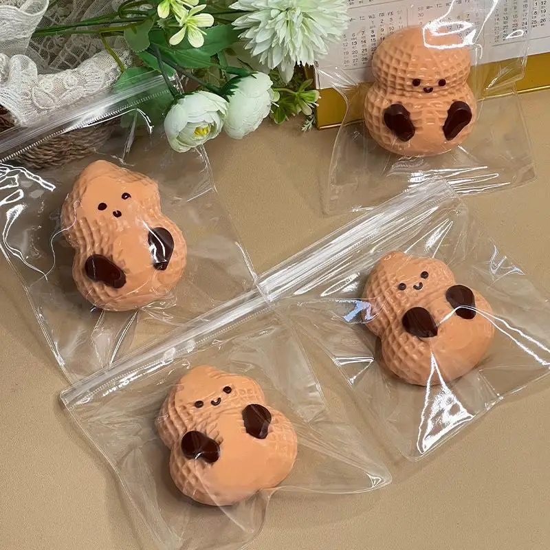 1-teiliges Happy Kneif-Erdnuss-Spielzeug aus lebensmittelechtem Silikon, handgefertigt, Taba, weicher Klebstoff, langsames Rebound-Quetschspielzeug