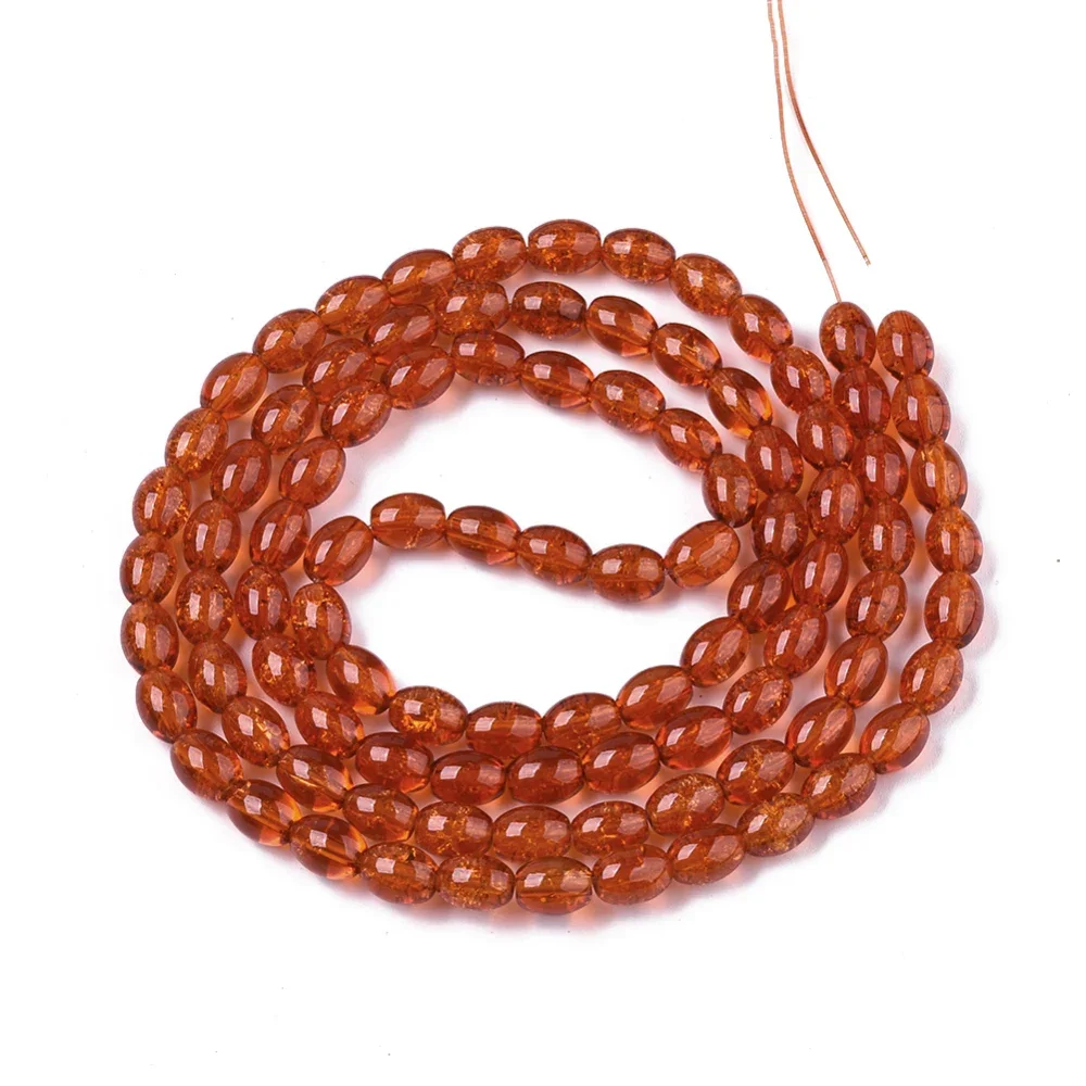 1Strand Transparent Crackle Glass Beads Strands Oval Dark Orange 8x5.5~6mm Hole: 1mm about 100pcs/strand 31.4 inch