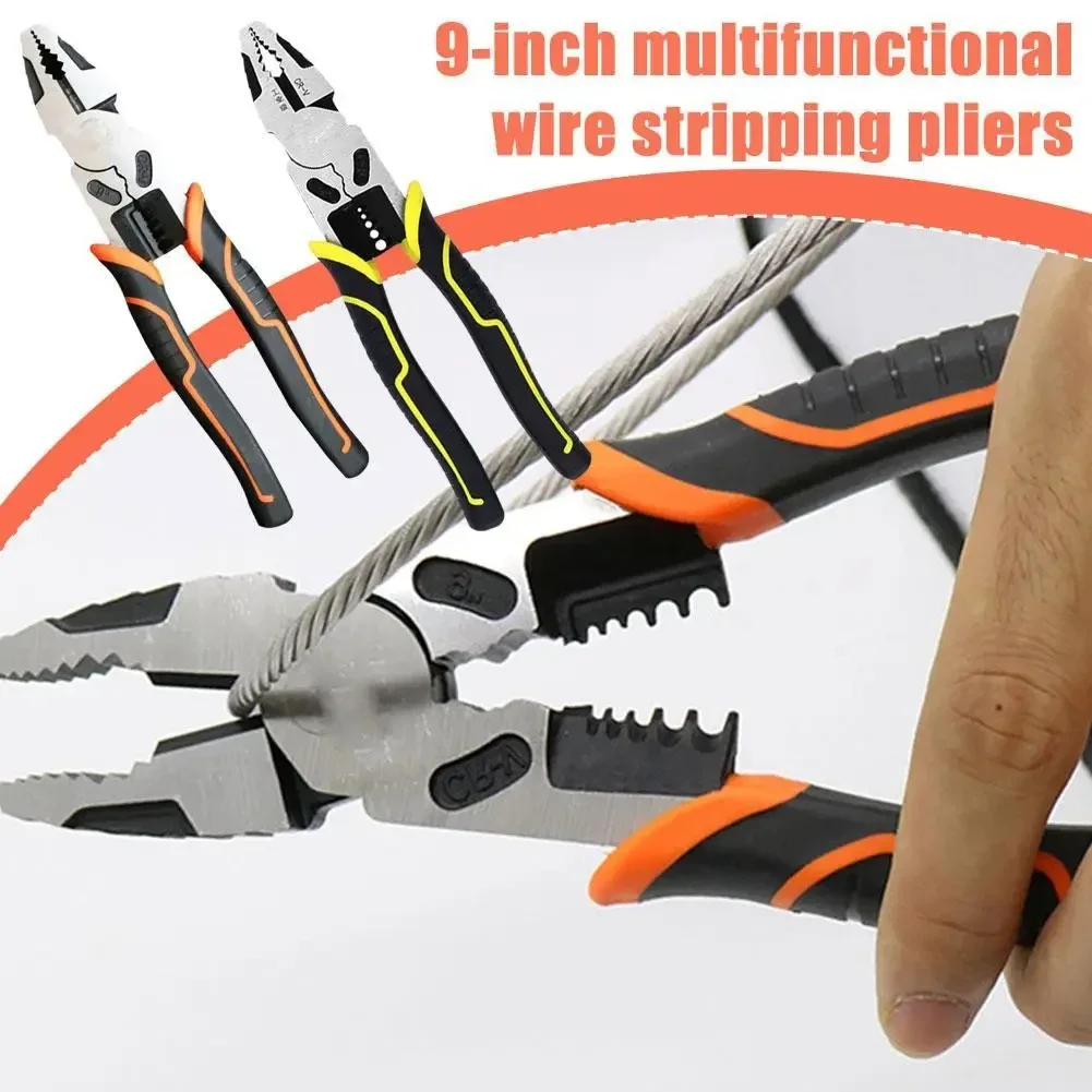 4-in-1 Lineman Plier Labor Saving General Purpose Diagonal Pliers with Non-Slip Handles 9 Inch Multi-Purpose Wire Strippers