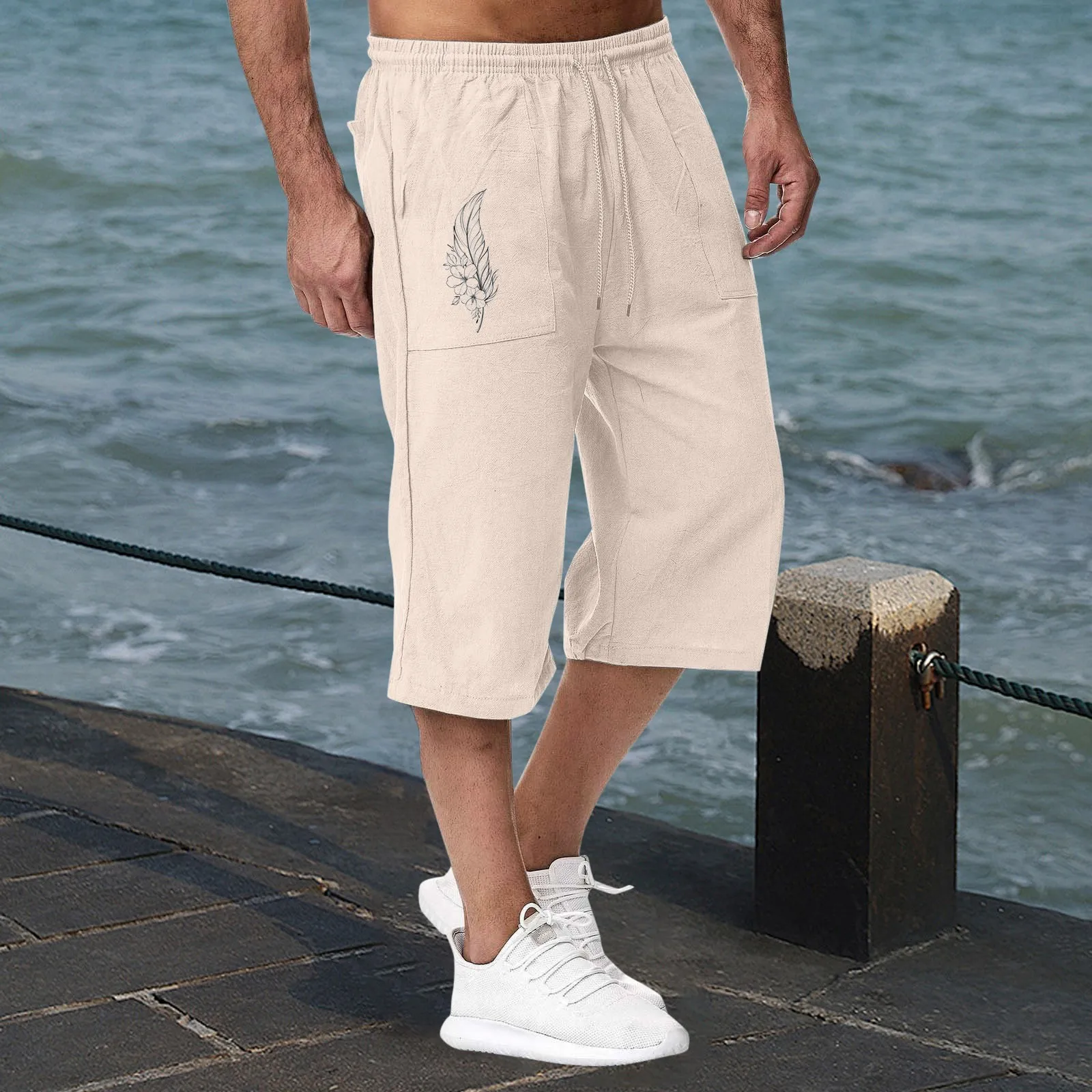 Jogging In Spring And Summer Relaxing And Relaxing Beach Vacation Nine Point Sweatpants Men Light Pants