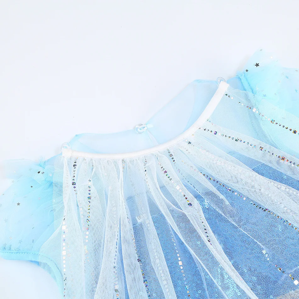 Girls Elsa Inspired Frozen Princess Costume Dress Cape Full Accessories For Halloween Birthday Party Role Play view 3