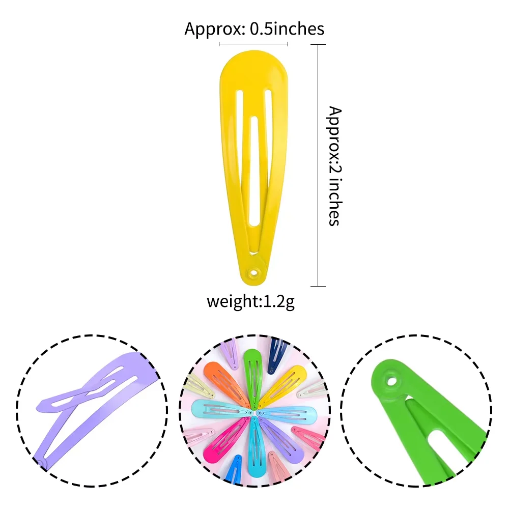 Graww Store 10Pcs Lot Candy Color Metal Snap Hair Clips Waterdrop Bb Barrettes Y2K Cute Hair Accessories For Girls Women Kids Bangs Broken Hair