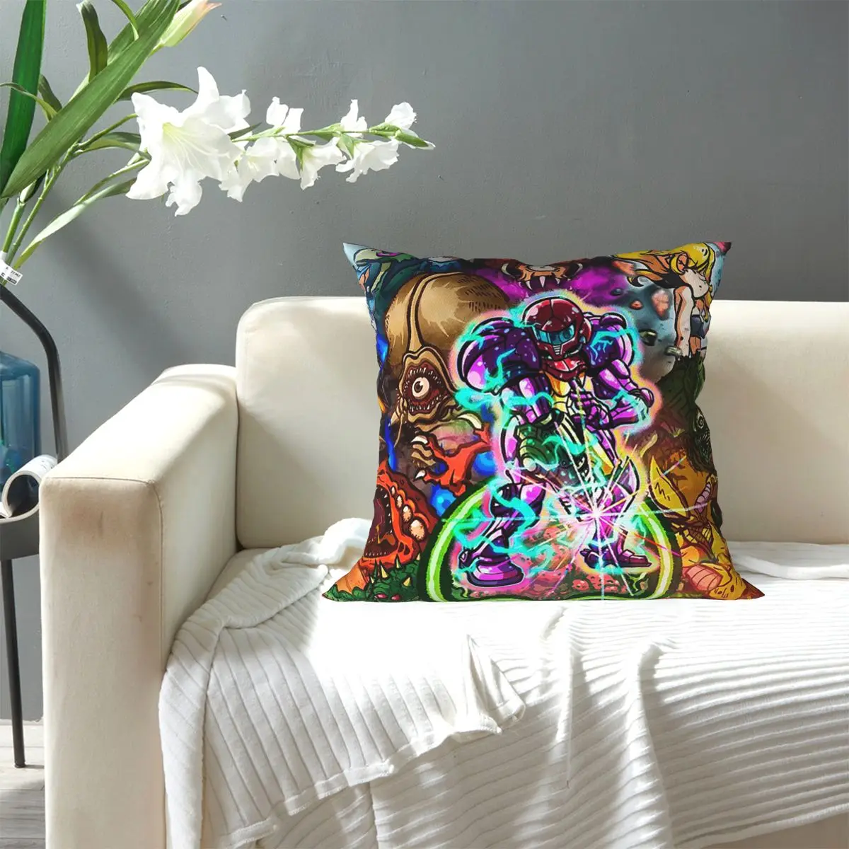 Super Metroid Large Game Square Pillowcase Pillow Cover Cushion Decor Comfort Throw Pillow for Home Car