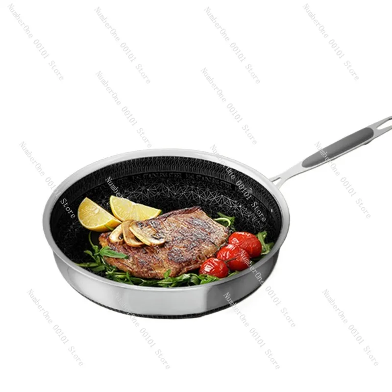 4-Layer 316L Stainless Steel Non-Stick Frying Pan,Deep Wok for Steak and Stir-Fry,Thickened Household Cookware Induction Cooker