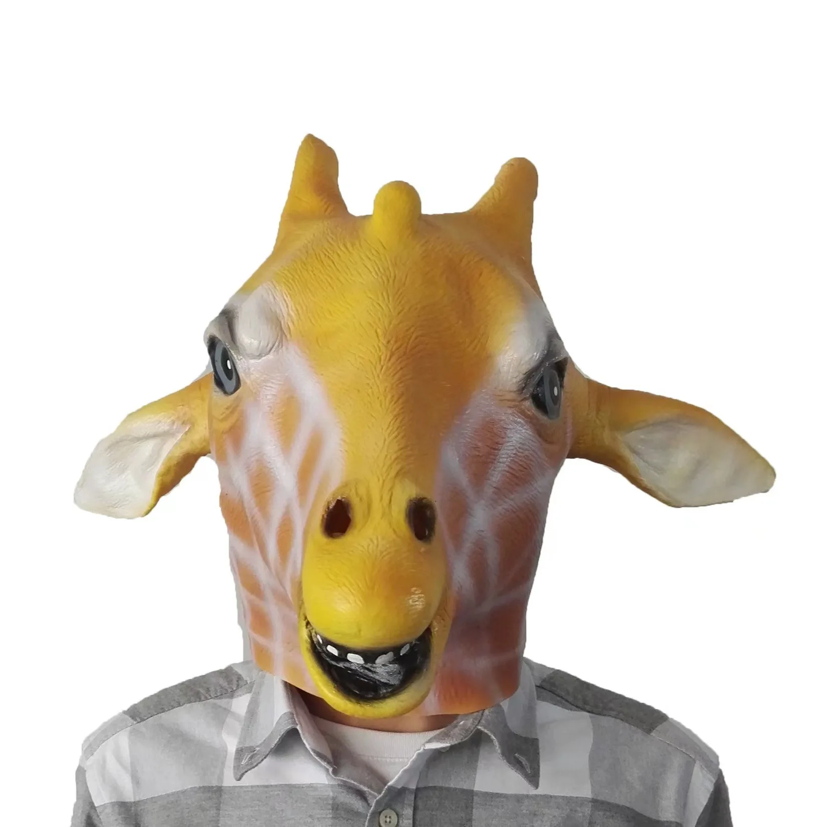 Realistische Giraffen-Vollkopf-Latexmaske Tier-Cosplay-Maske für Halloween, Karneval, Maskerade, Kostümparty, Kostüm-Requisiten – Detail 2