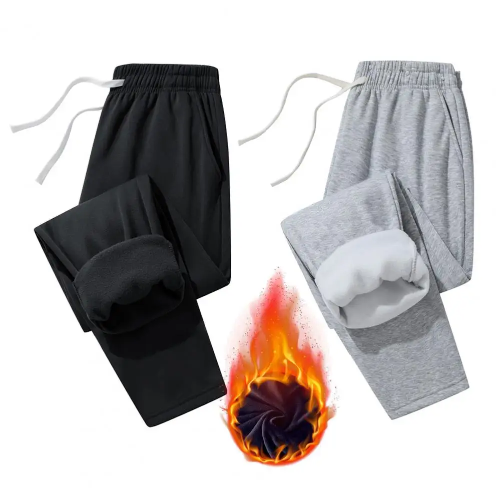 

2026 Men Thick Sweatpants Autumn And Winter Drawstring Waist Loose Casual Pants Fleece Lined Warm Trousers for Daily Wear Gym