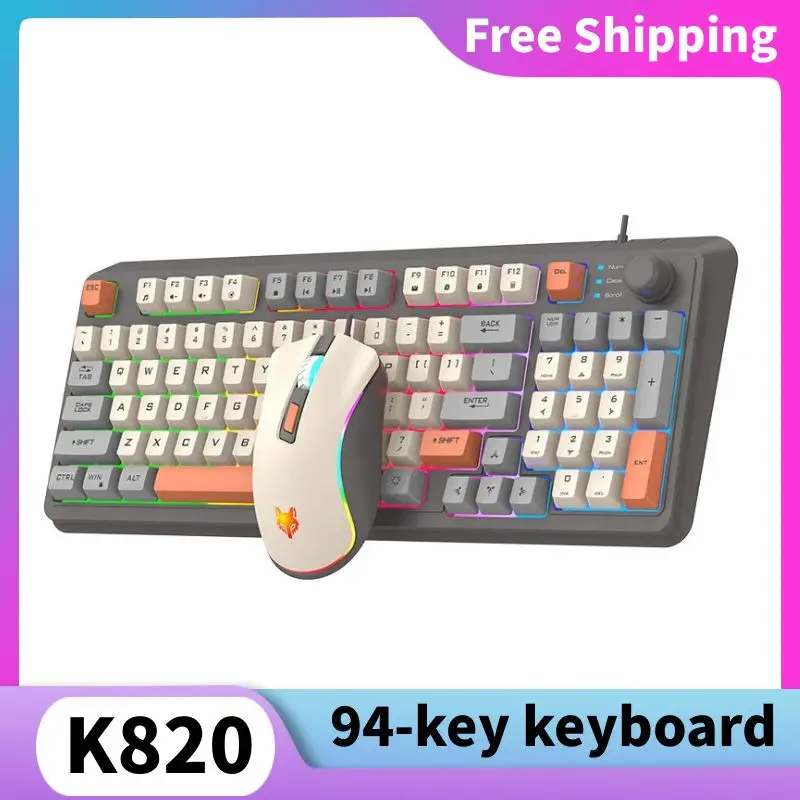 wired keyboard and mouse grupo sentimento mecanico knob gaming office desktop pc laptop gamer hot k820 01