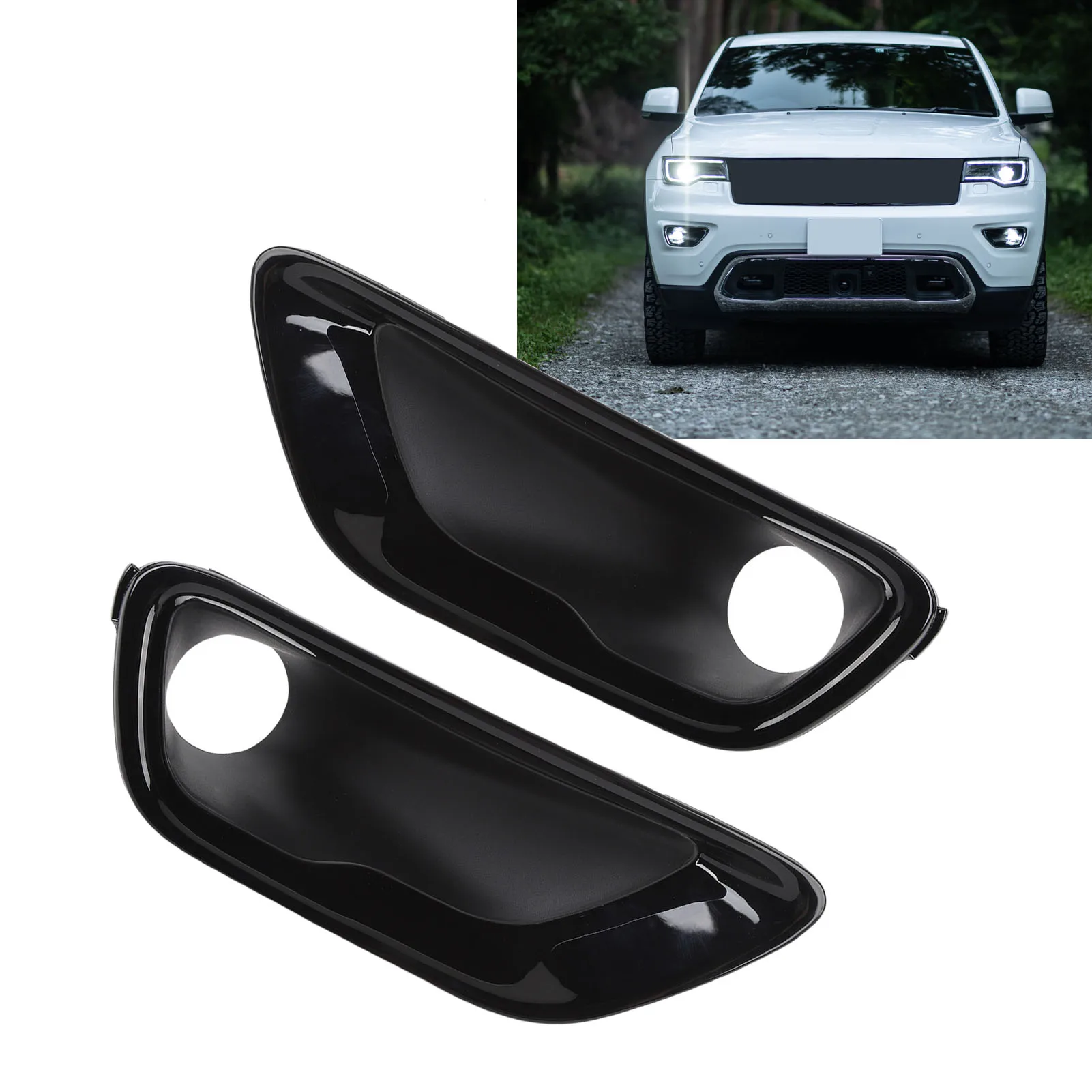 

Car Front Left/Right Bumper Fog Light Bezel Fog Lamp Grille Cover Trim Snap on Replacement For Jeep Grand Cherokee 2016-2022