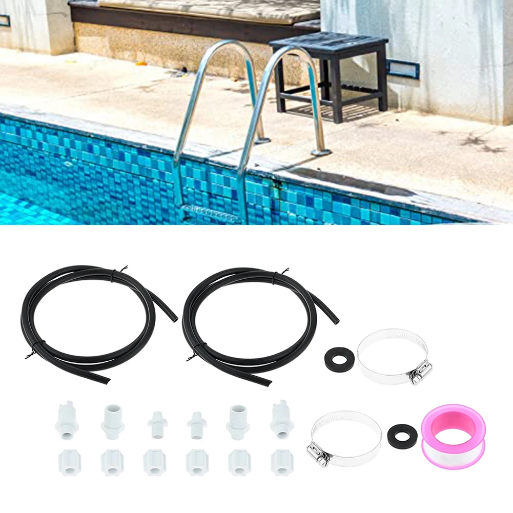 Replacement Chlorinator Feeder Parts Kit For CL200 CL220 Including Saddle Clamps Tubing Check Valve Inlet Coupling Pool Maintena