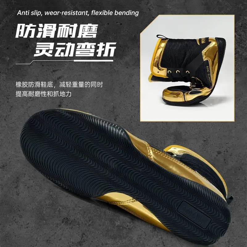 

Couple Training Boxing Sneakers Mesh High Top Outdoor Professional Wrestling Shoes Fashion Men's Wrestling Shoes