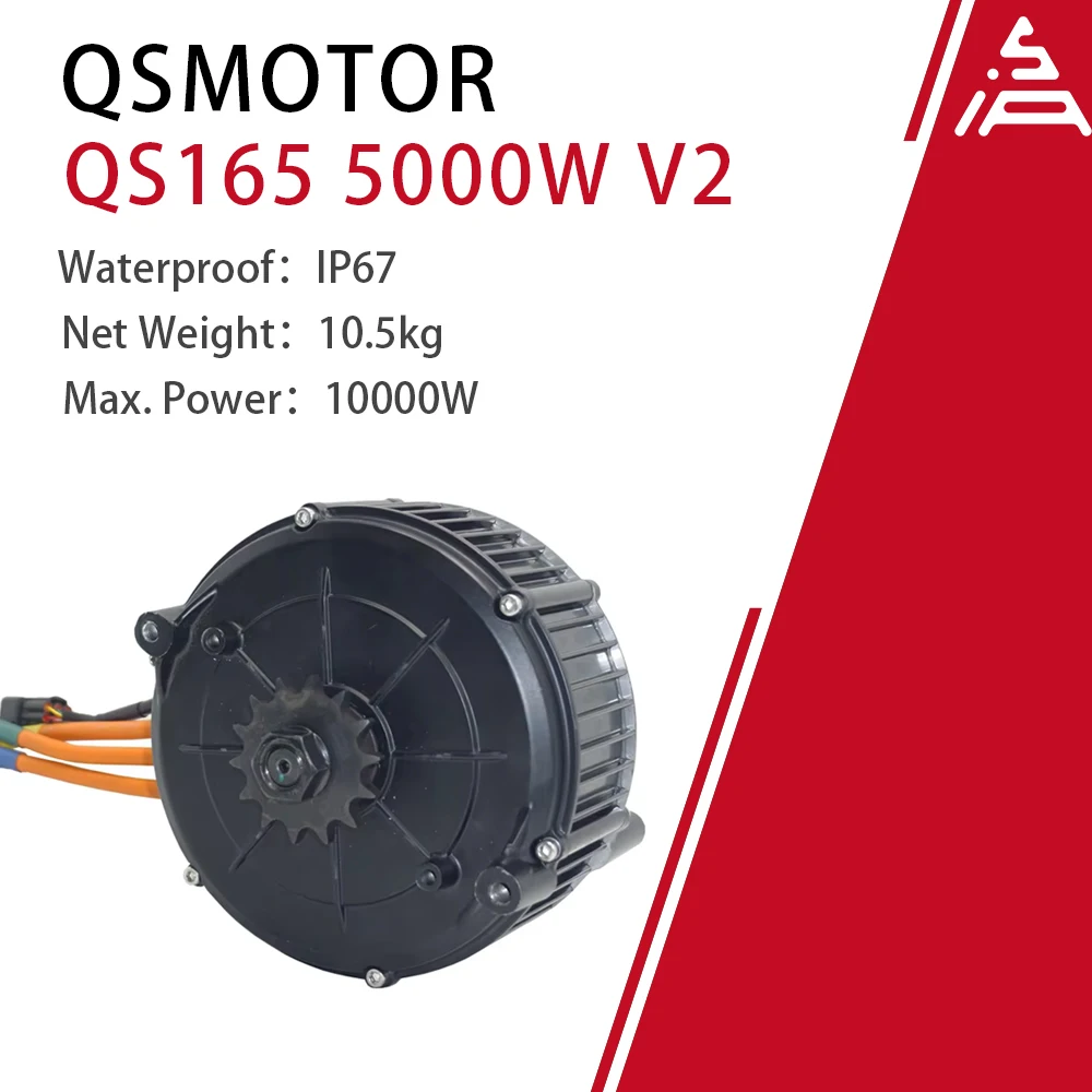 

QSMOTOR QS165 V2 5000W 72V 35H PMSM mid Drive Motor for E-Motorcycle with 800mm Phase Wires 428 14T Sprocket Or Belt Included