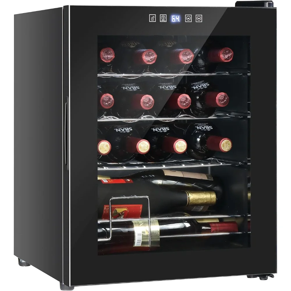 Refrigerador De Vinho Autoportante Refrigerador, Refrigerador De Vinho Com Controle De Temperatura Digital, Compressor De Refrigeração, Refrigerador De Bebidas, 16 Garrafa