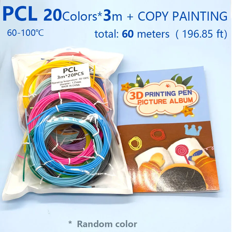 1,75mm Durchmesser PCL Niedrigtemperatur 3D-Stift Filament Mehrfarbenpackung (5/10/20 Farben) Lebendige Farben mit Wiederverwendbarem 3D-Stift Copy P – Detail 2