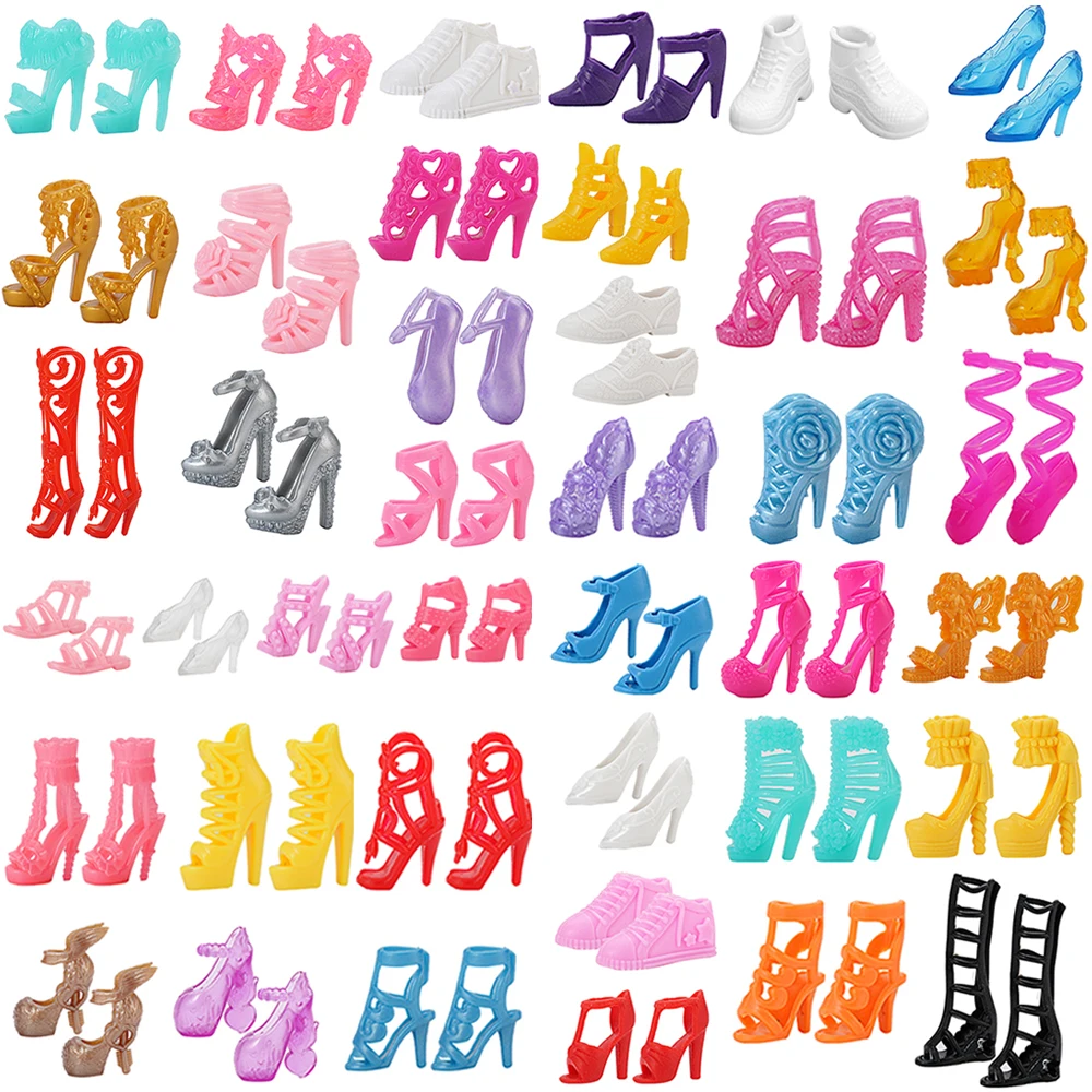 Hot Sale Doll Shoes For Barbie Dolls Accessories Sandals Playhouse Toy Colorful Cute Heels Fashion Hangers Doll house Toys JJ