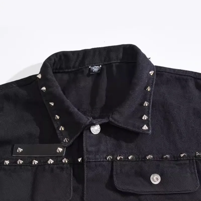 Gilet da uomo alla moda primavera, estate e autunno nero di grandi dimensioni Locomotiva Commercio estero Gilet con rivetti Versione coreana Gilet sottile