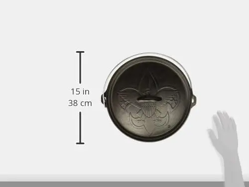 L12CO3BS Boy Scouts of America Horno holandés de campamento de hierro fundido, preazonado, 6 cuartos, negro