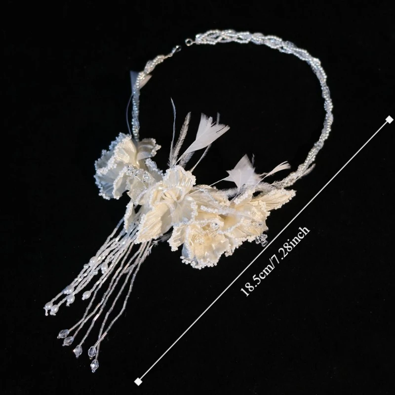 Fada requintado nupcial headbands pena pérolas noiva headdress flor luxo casamento headwear