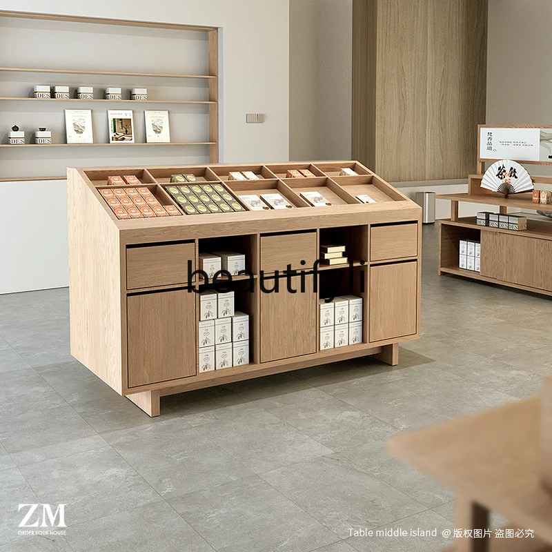 

Island Counter Tea Shop Gift Display Cabinet Shelf Product Display Rack