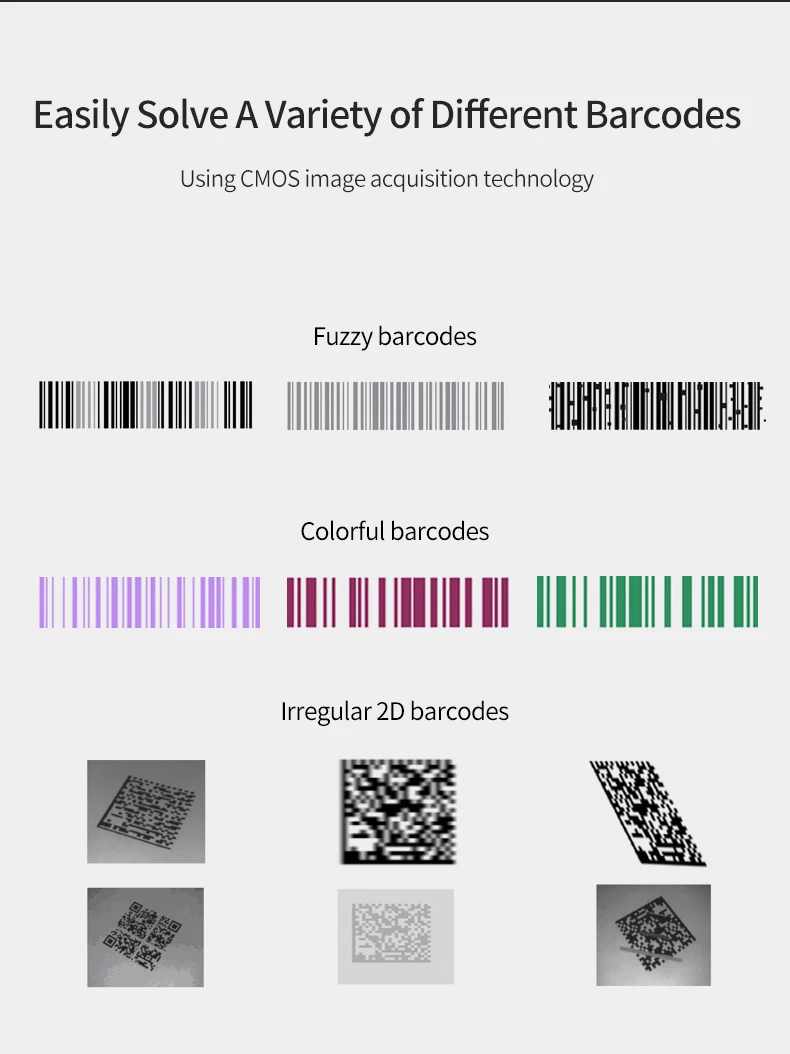 2D 바코드 스캐너, 2.4G 무선 및 블루투스 연결 스마트폰, 태블릿, PC와 호환, QR용 1D 바코드 리더 작동