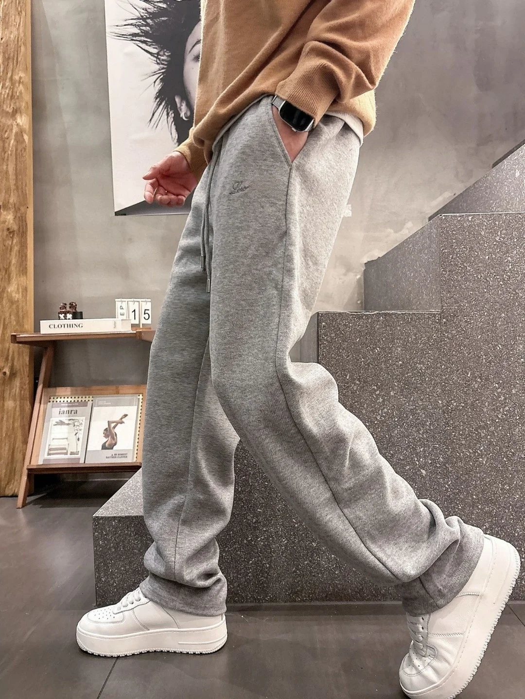 

Ele Embroidered Men's Casual Pants Busin Spor Trousers Autumn Winter Faion Streetwear Straight Leg Long Trousers