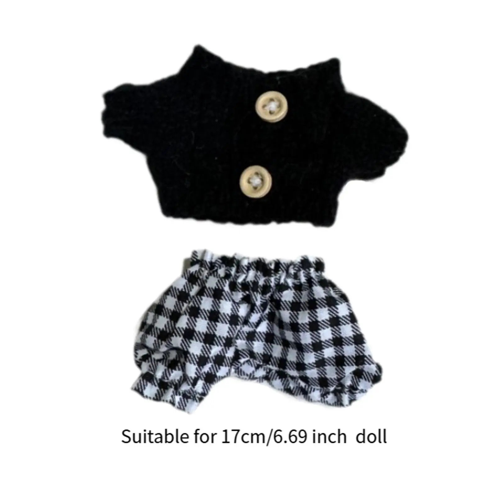 17cm Plush Doll Clothes Doll Outifit Dress up Fashion Comfortable Plush Doll Accessories Doll Sweater with Pants Doll Clothing