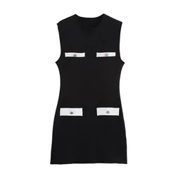 Women's Dress New Fashion Stretch Knit Mini Dresses for Women Elegant Chic Ladies Tank Dress 5584/659