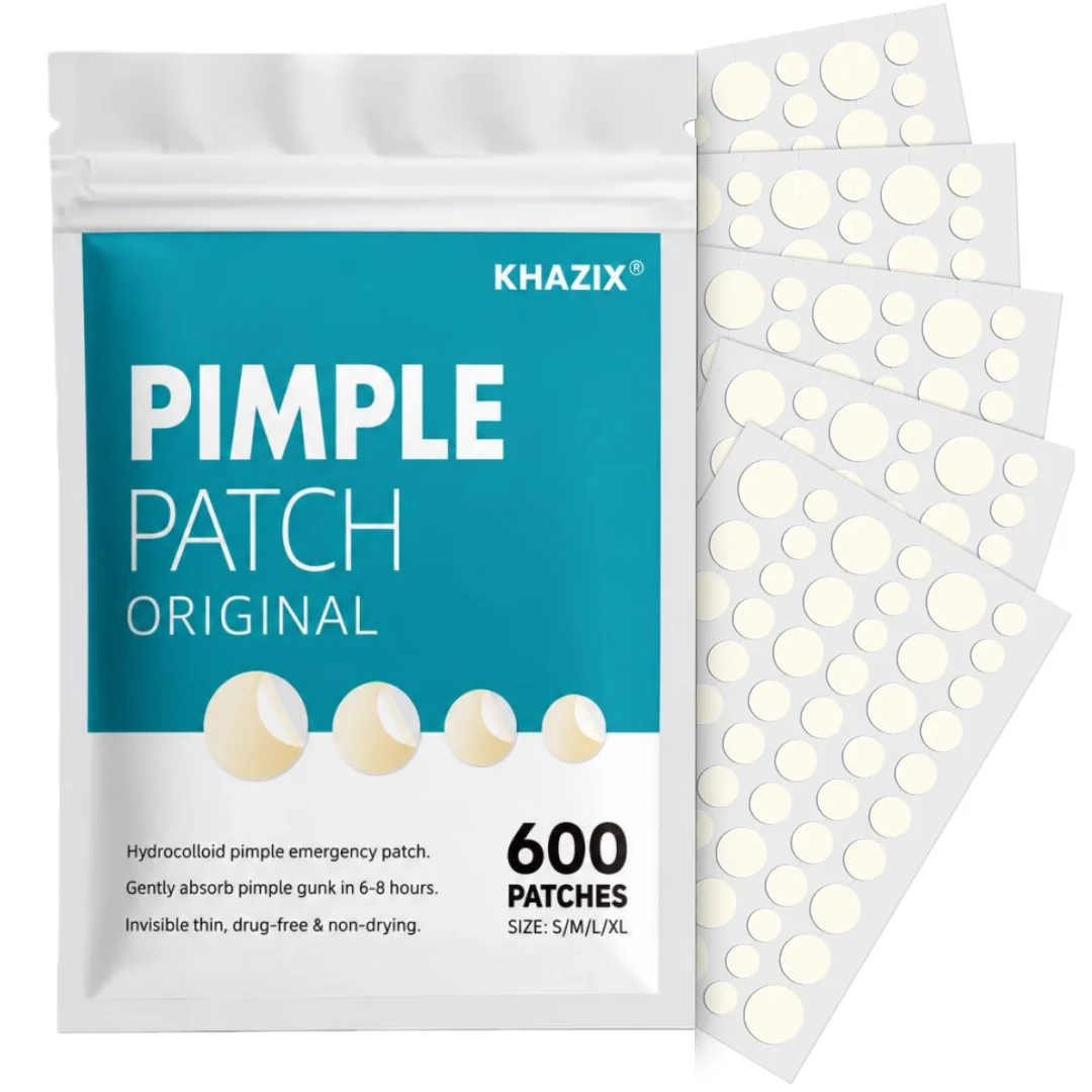 600pcs Hydrocolloid Acne Patches, KHAZIX Original Pimple Patch, Invisible Waterproof, Tea Tree, Overnight Acne Care for Teen