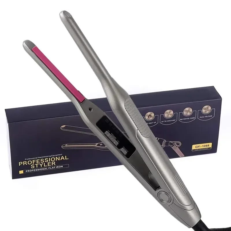 Mini Hair Straightener Curler For Short Hair Titanium Plate Beard Thin Pencil Flat Iron Travel Dual Voltage Hair Styling