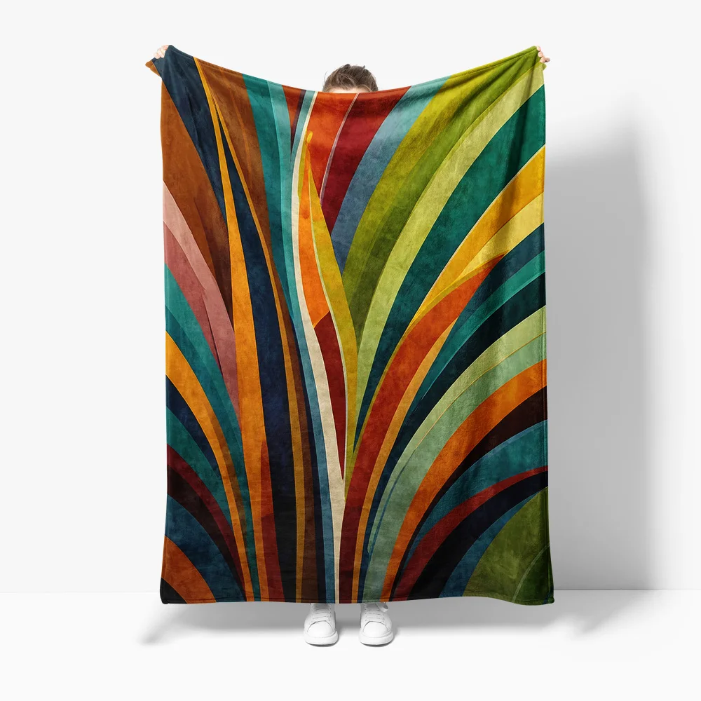 

Vivid Colorful Abstract Stripe Throw Blanket Sofa Bed Decorative Warm Fuzzy Fleece Blanket Gift